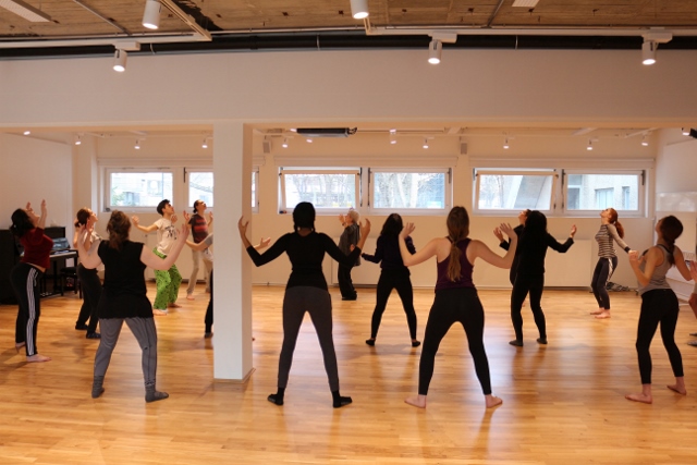 Students training in the studio with Kristin Linklater.